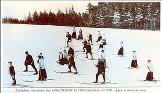 Skifahren im Obererzgebirge um 1900